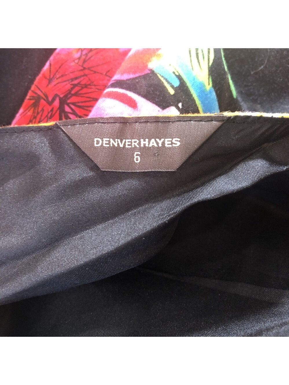 Size 6 Denver Hayes Womens Dress Black Bright Floral Fun Keen Length Nice Colors - Picture 3 of 11